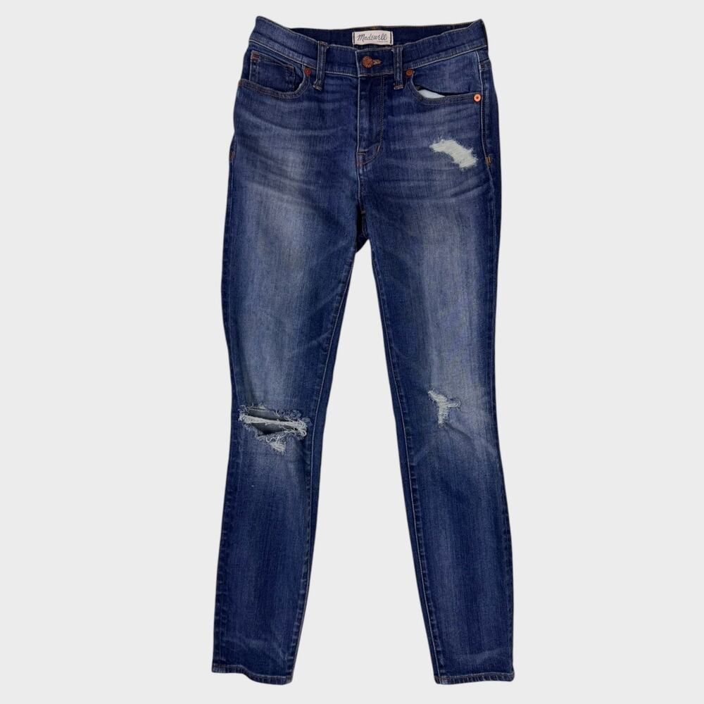 Madewell Blue Denim High Rise Skinny Size 26 Distressed Womens Jeans